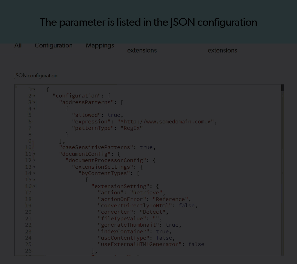 Changing a parameter value in the source JSON configuration | Coveo