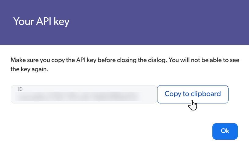 Copying the API key value | Coveo