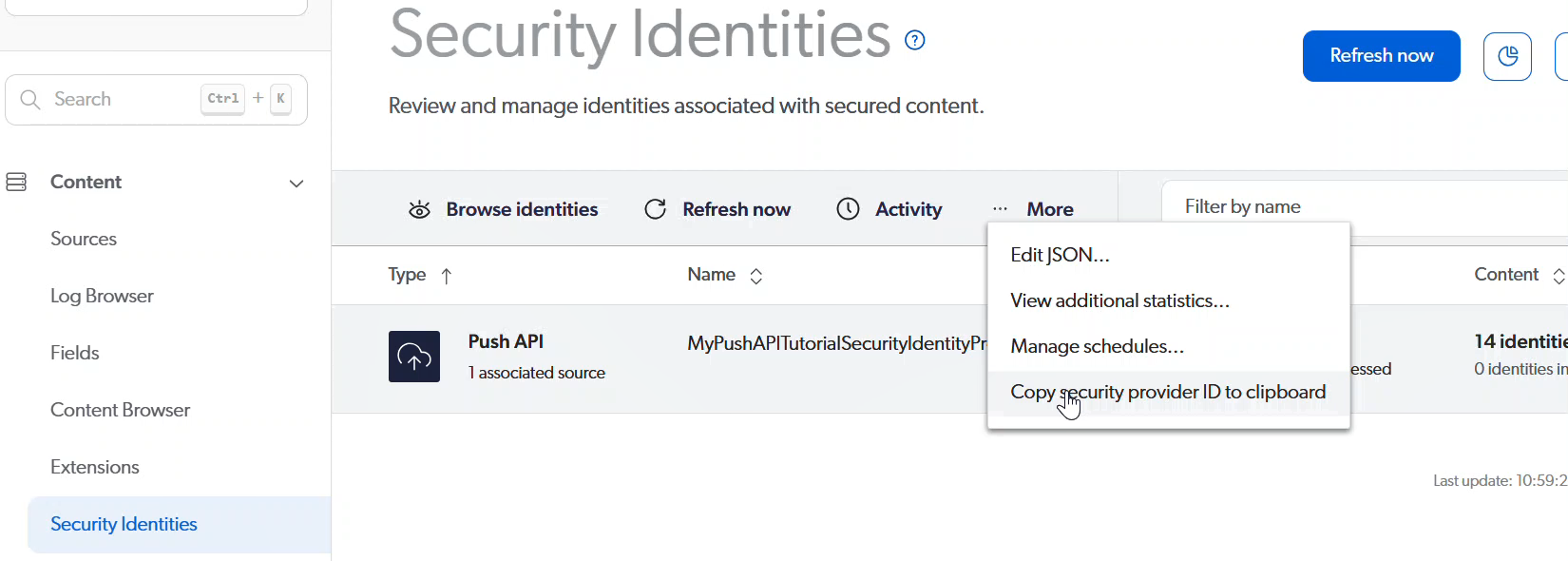 Getting the Security Provider ID from the Administration Console | Coveo