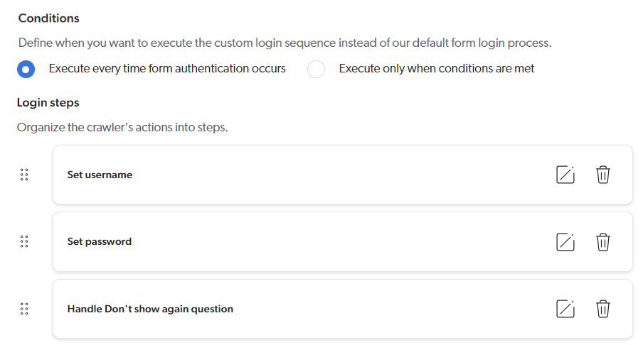 Custom login sequence example - Conditions and steps | Coveo