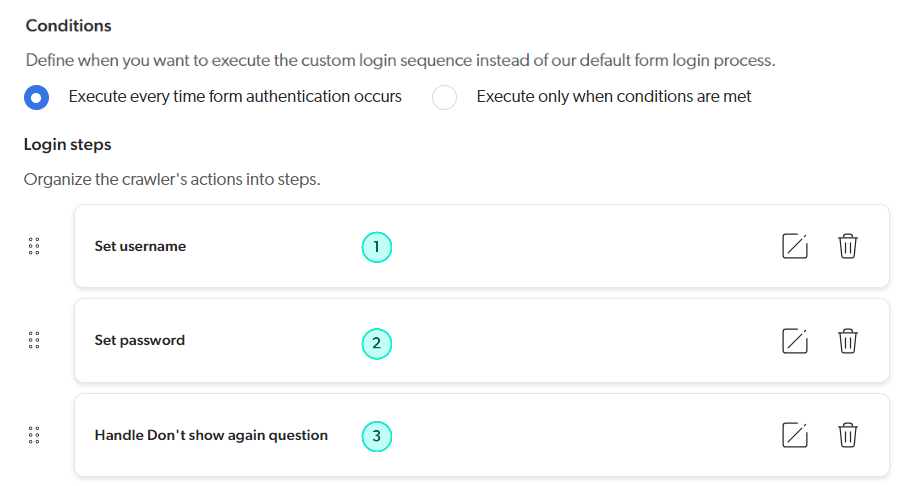 Custom login sequence example - Conditions and steps | Coveo