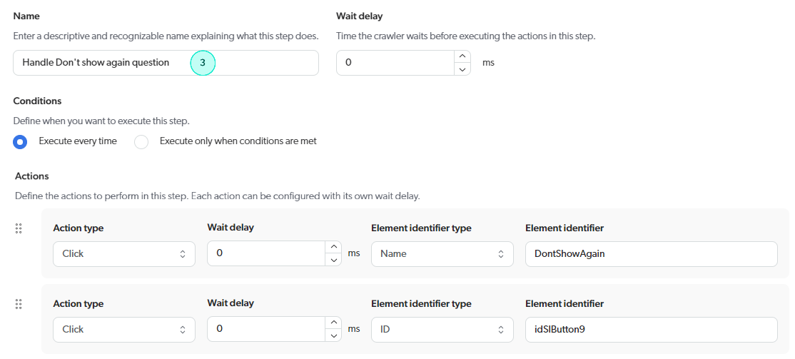 Custom login sequence example - Step 3 configurations