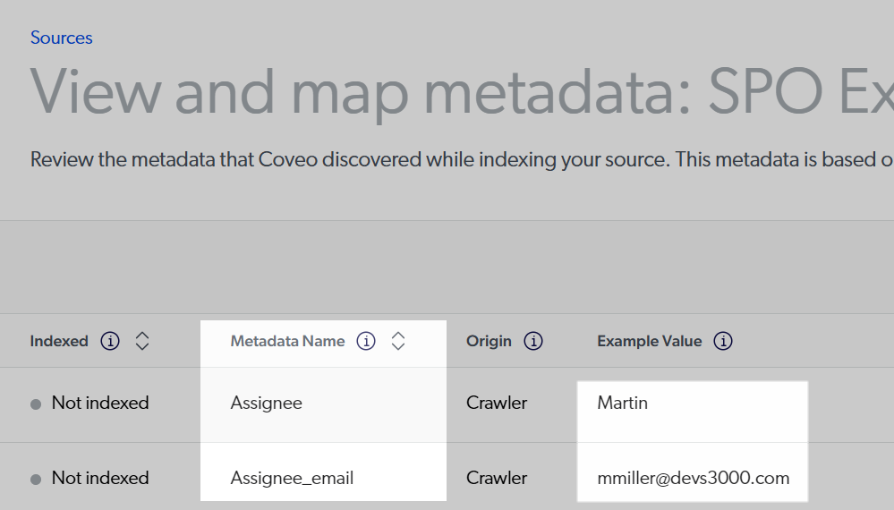 New value for the Assignee metadata | Coveo