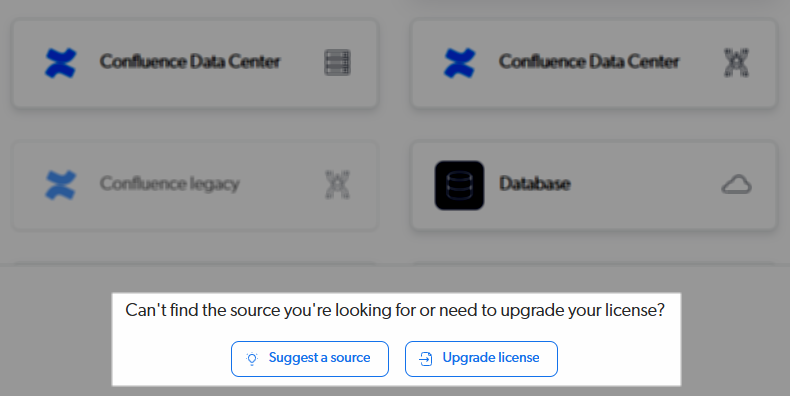 Suggest a source and Upgrade license options