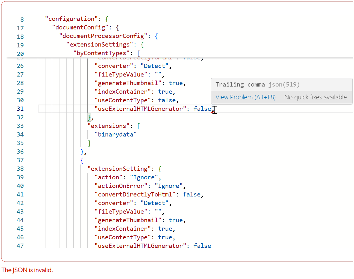 Invalid json error