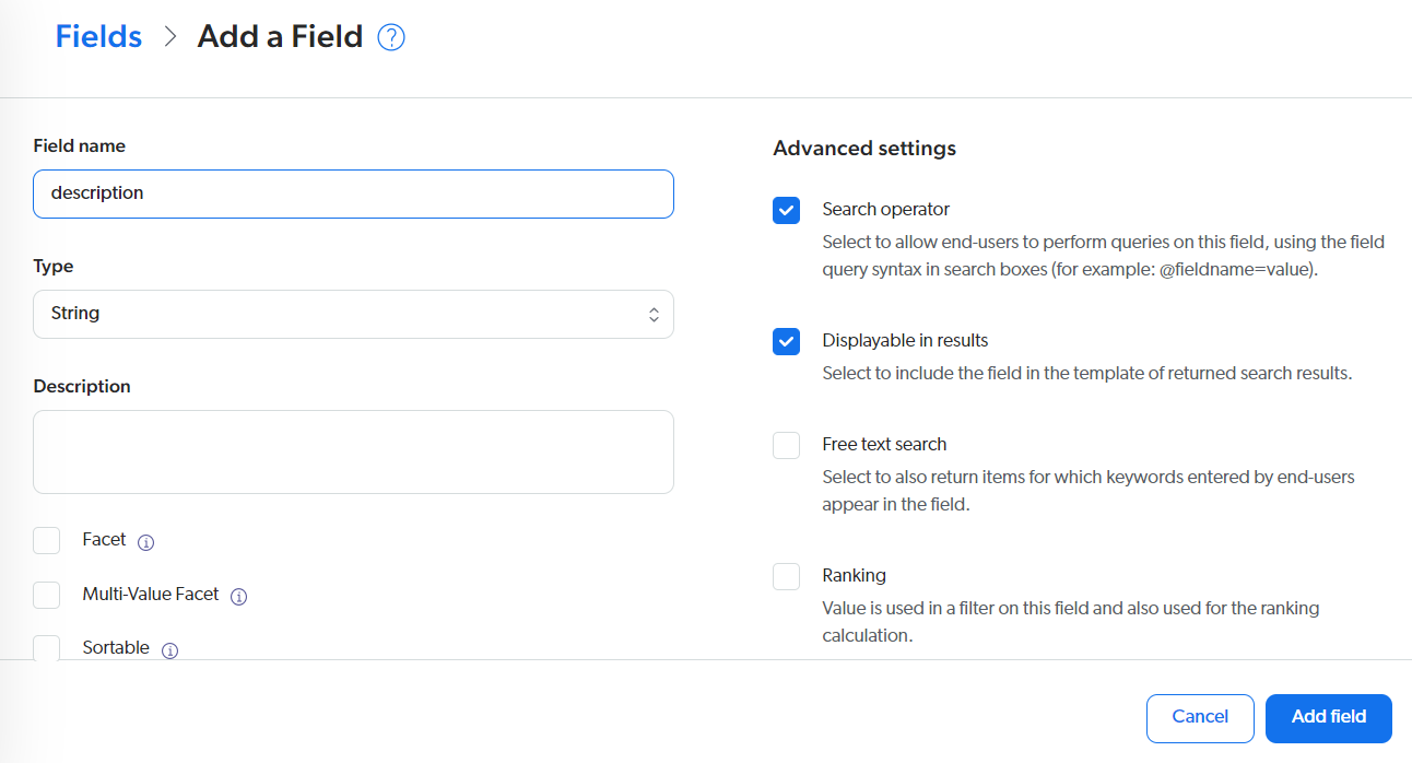 Adding a field called description