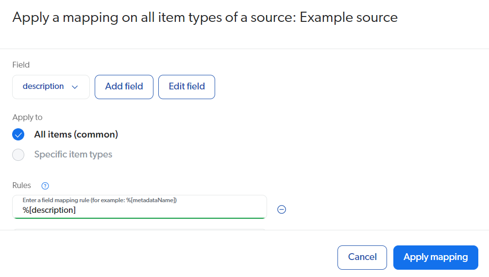 Adding the mapping for the description field