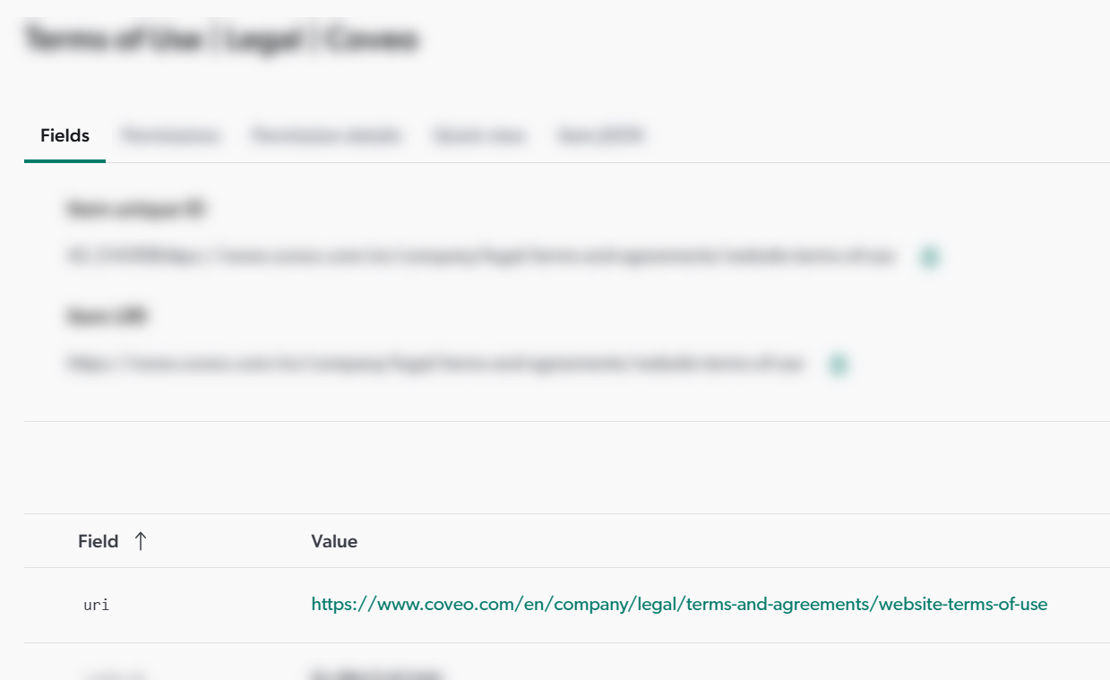 an item uri in the Content Browser | Coveo