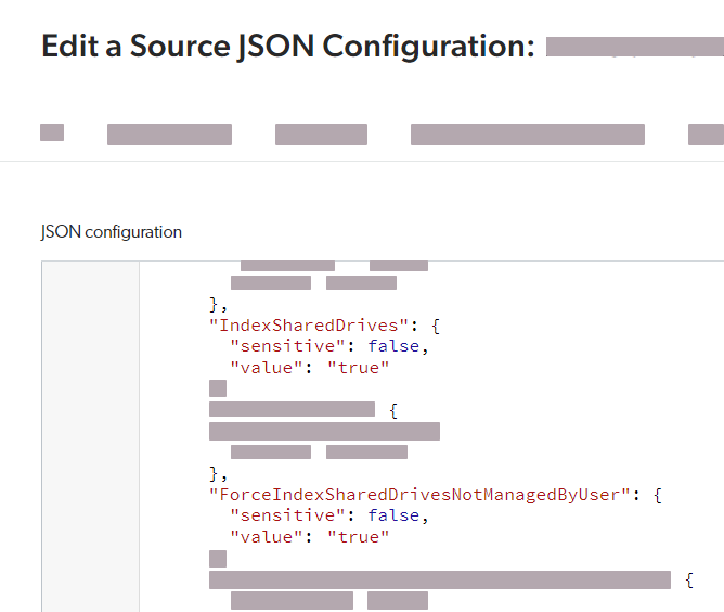Edit the JSON configuration | Coveo