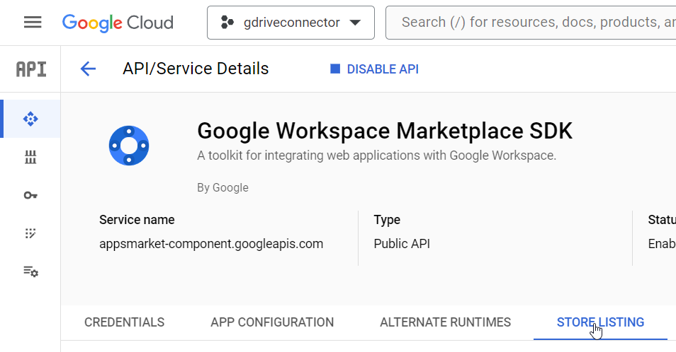 Google Workspace Marketplace SDK Store Listing tab | Coveo
