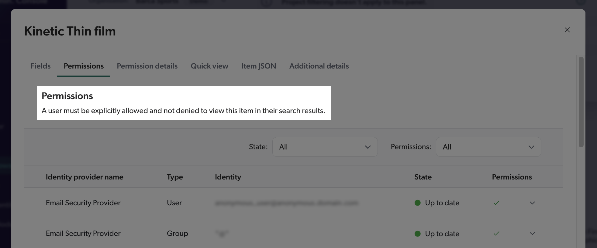 Permission status | Coveo