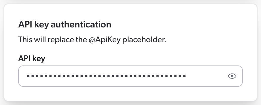 API key in the source panel