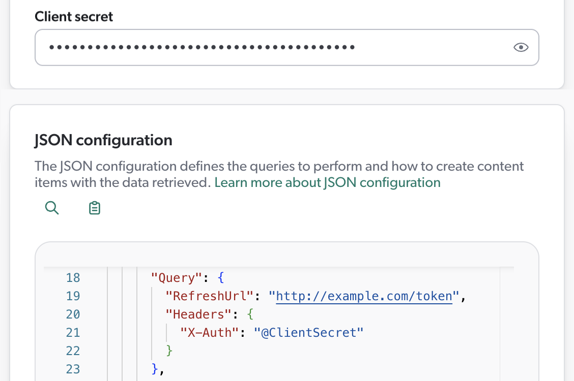 Using the client secret placeholder as the OAuth header value | Coveo