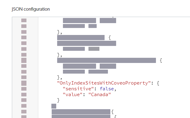 Only index sites with the `CoveoSiteFilter` managed property value `Canada`