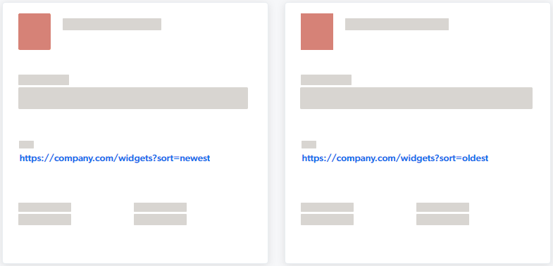Two items in the Content Browser with identical URIs except for query string parameter values