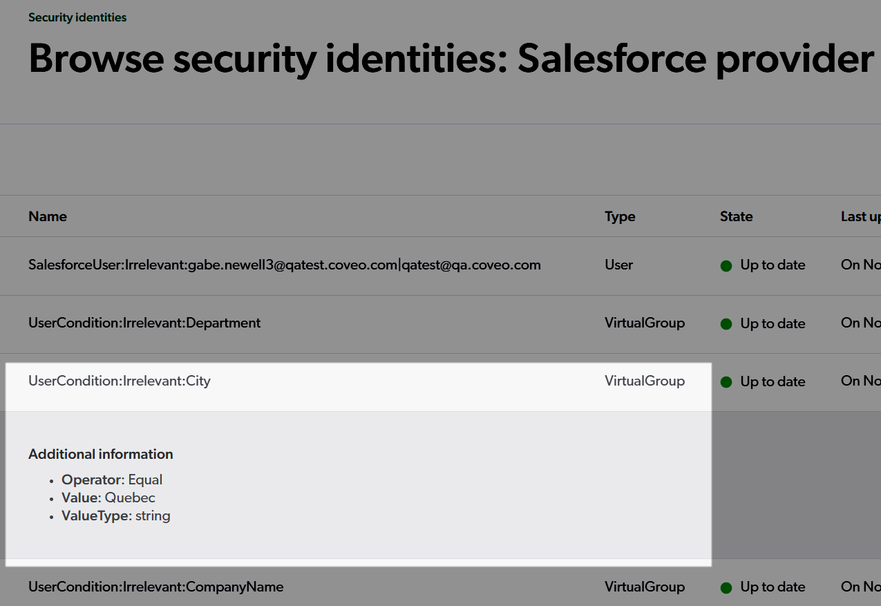 How Salesforce visibility rules are represented as Coveo identities | Coveo