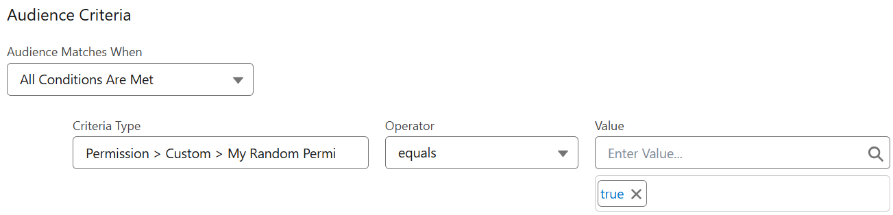 A visibility rule that uses a custom permission in Salesforce
