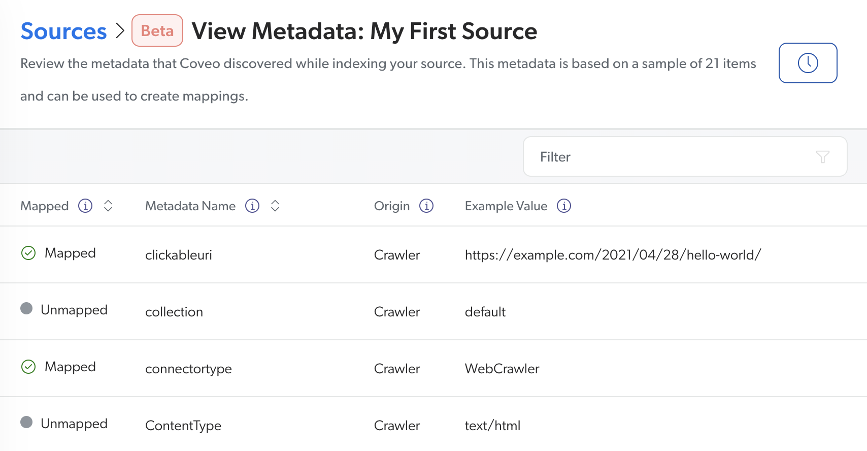 View and map metadata page