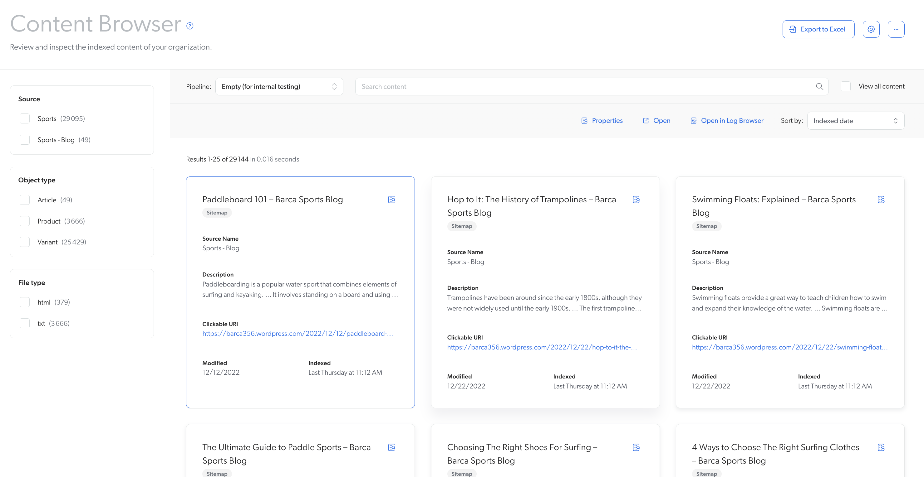 Revamped Content Browser Coveo