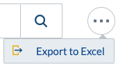 Coveo search interface dropdown with Export to Excel option