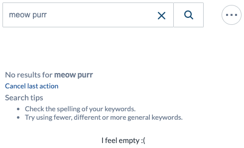 Displaying a custom HTML block in a result list only when there are no results