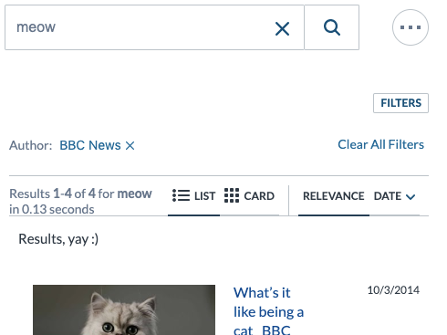 Displaying a custom HTML block in a result list only when there are results