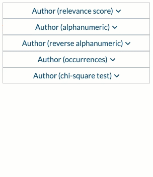 Coveo SimpleFilter dropdown cycles through sort criteria Ranking Alphanumeric Reverse Alphanumeric Occurrences and Chi square