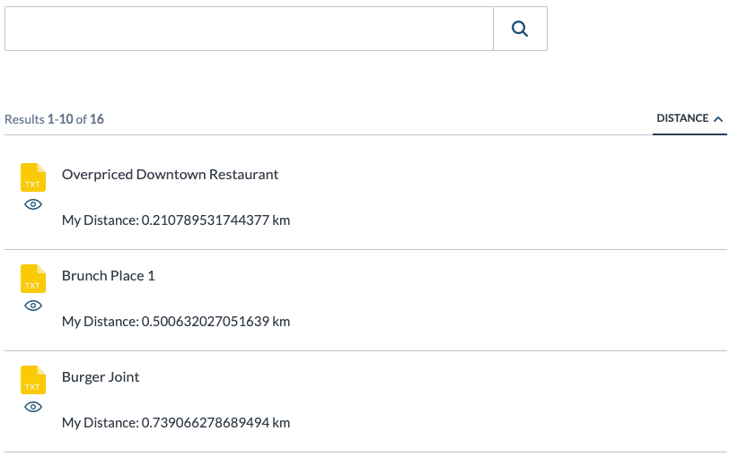 Sort results by distance