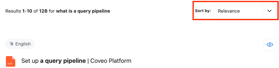 Search page sorting option | Coveo