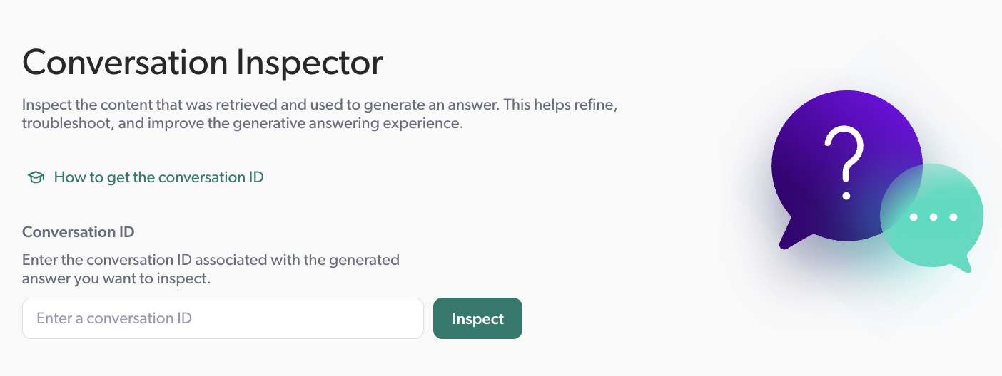 Conversation Inspector home screen | Coveo