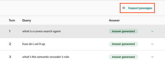 Conversation Inspector inspect passages button | Coveo