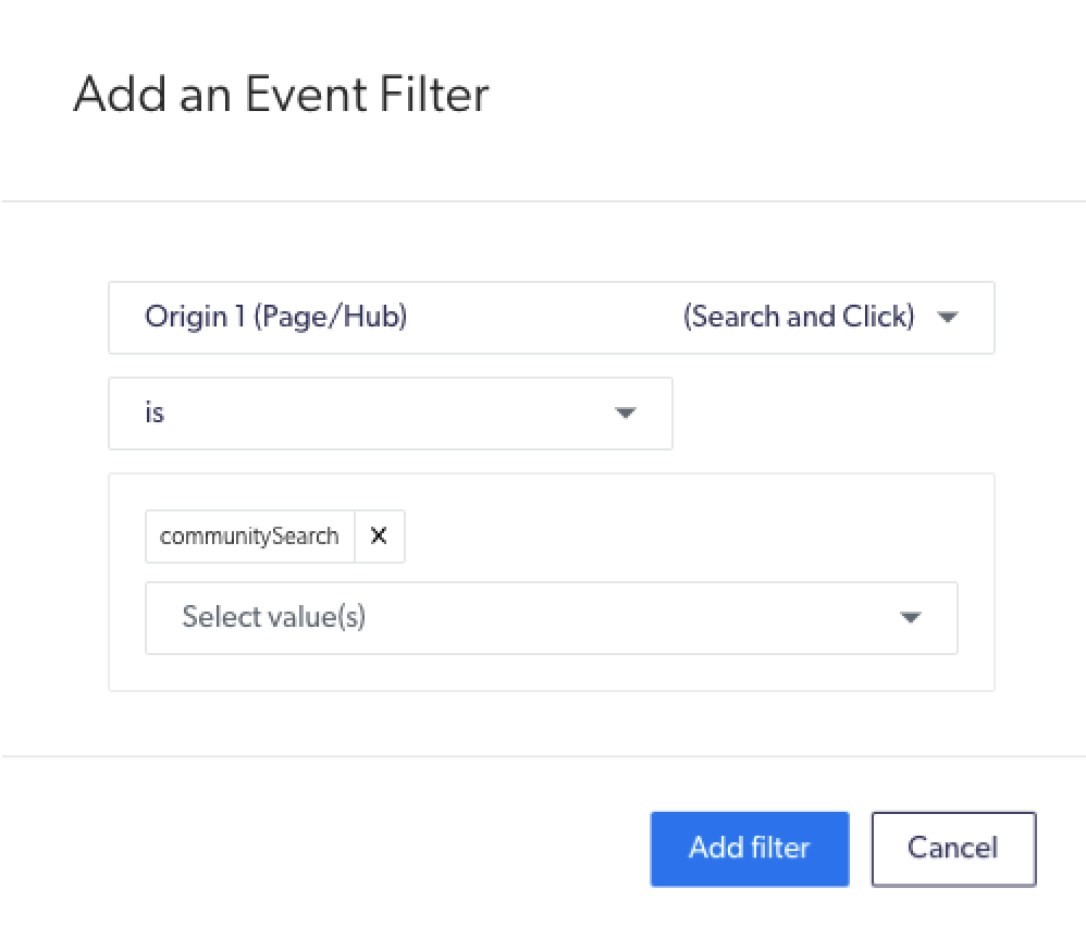 search hub filter in the administration console