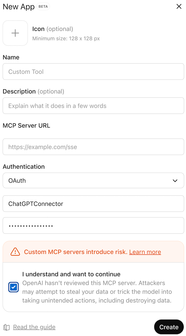 Create ChatGPT MCP client app | Coveo MCP Server