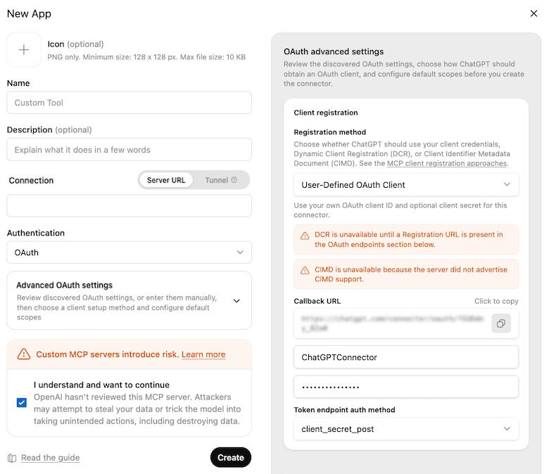 Create ChatGPT MCP client app | Coveo MCP Server
