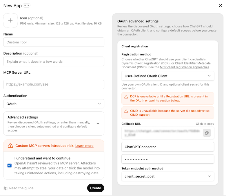 Create ChatGPT MCP client app | Coveo MCP Server