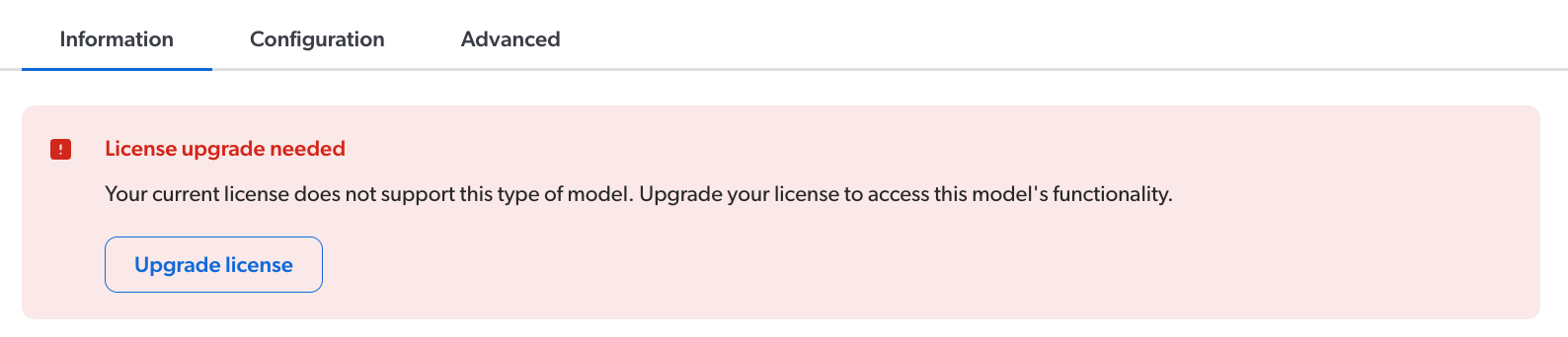 Model type unsupported by license | Coveo
