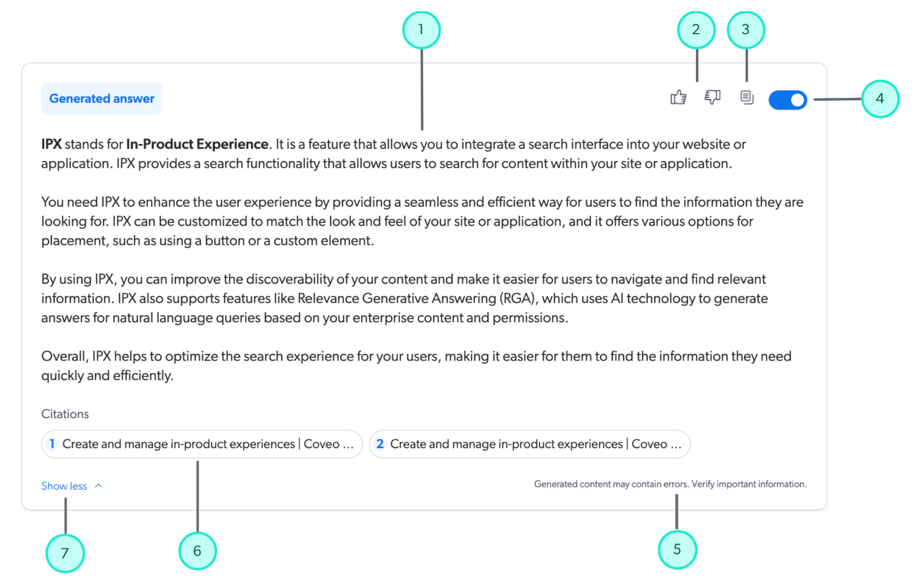 Relevance Generative Answering component