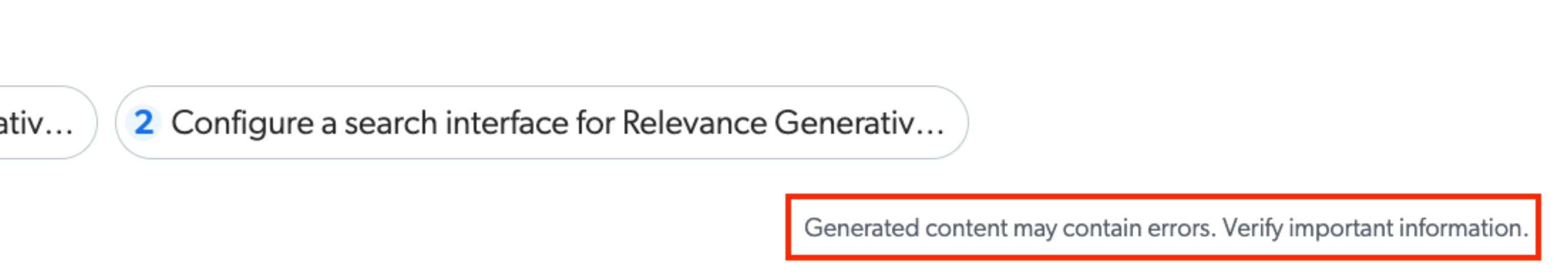 Relevance Generative Answering disclaimer