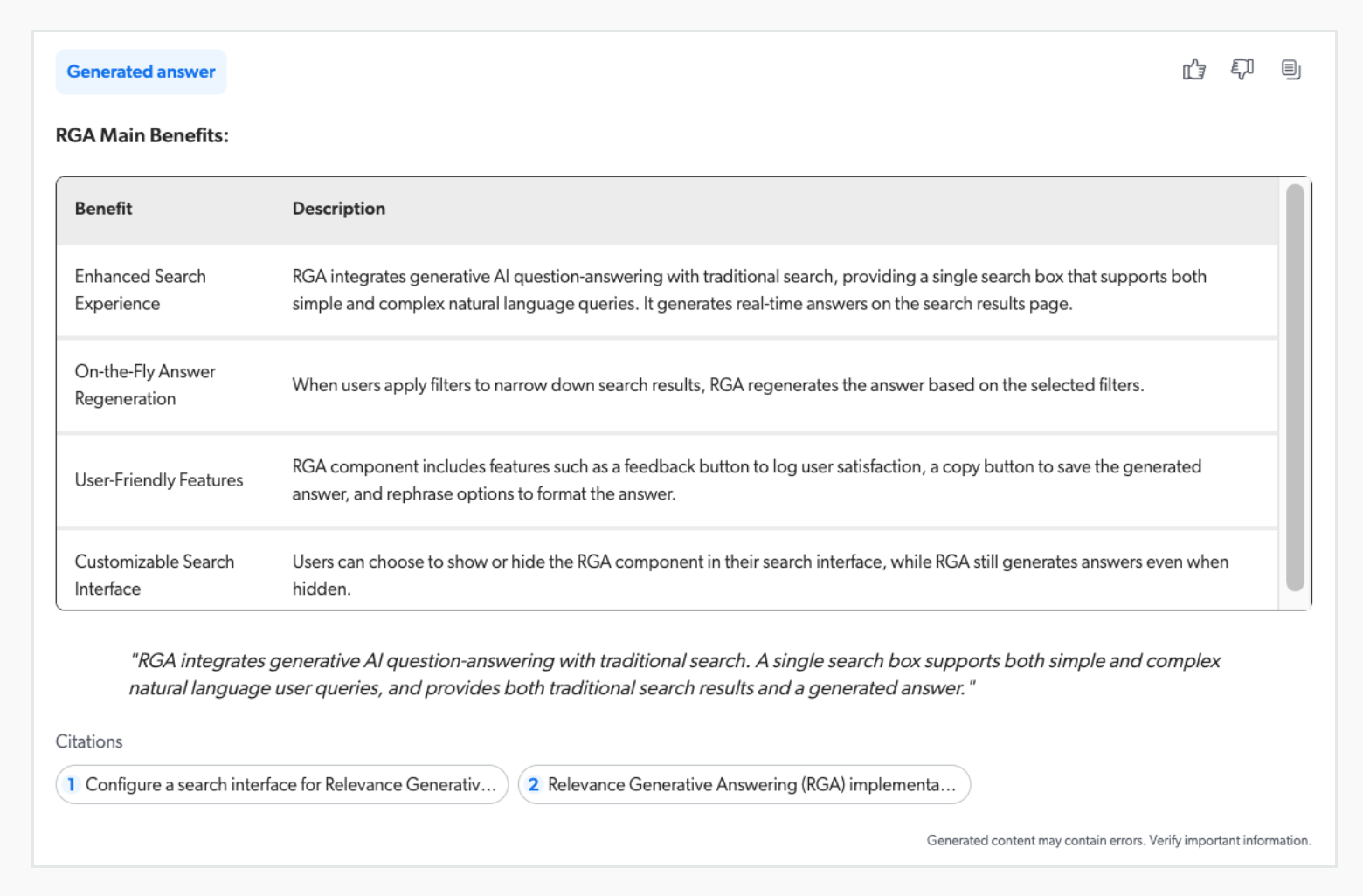 Relevance Generative Answering rephrase