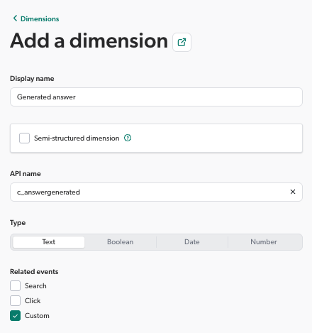 Search Agent custom dimension example | Coveo