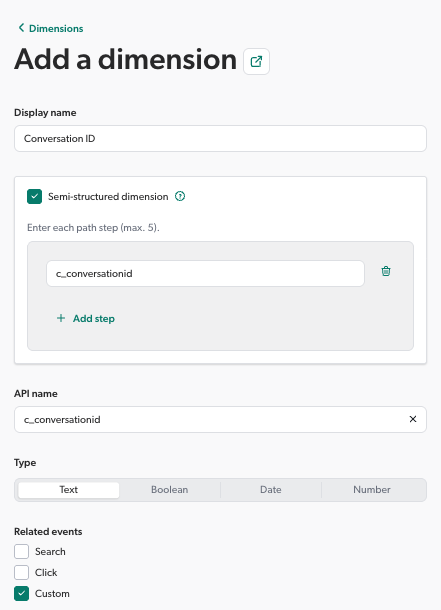Search Agent semi-structured dimension example | Coveo