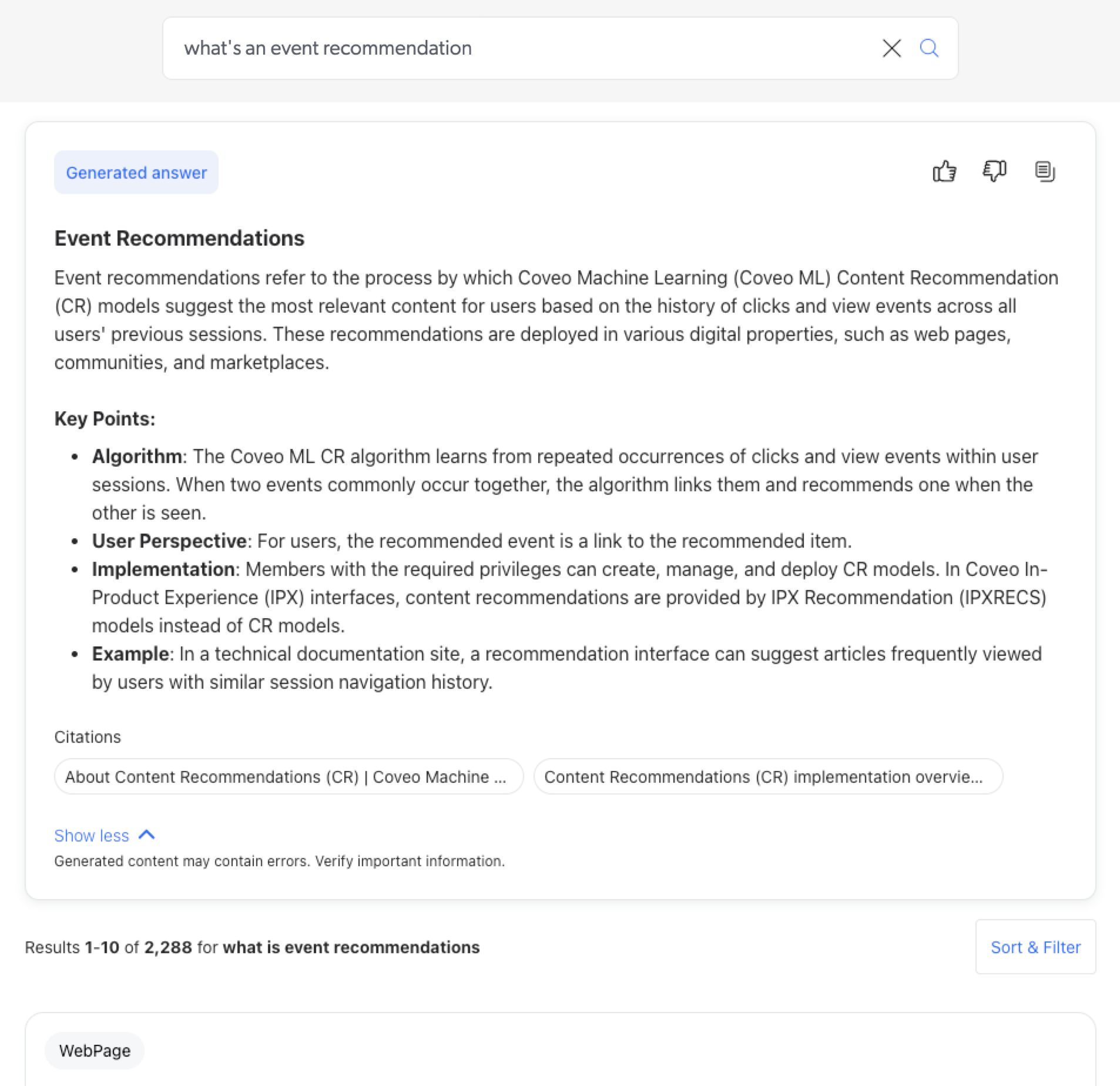 Relevance Generative Answering thesaurus rules provide answer | Coveo Machine Learning