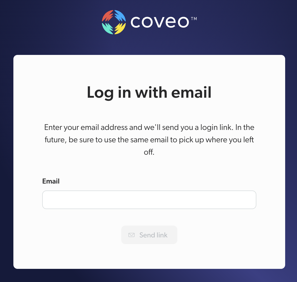 Coveo login with email