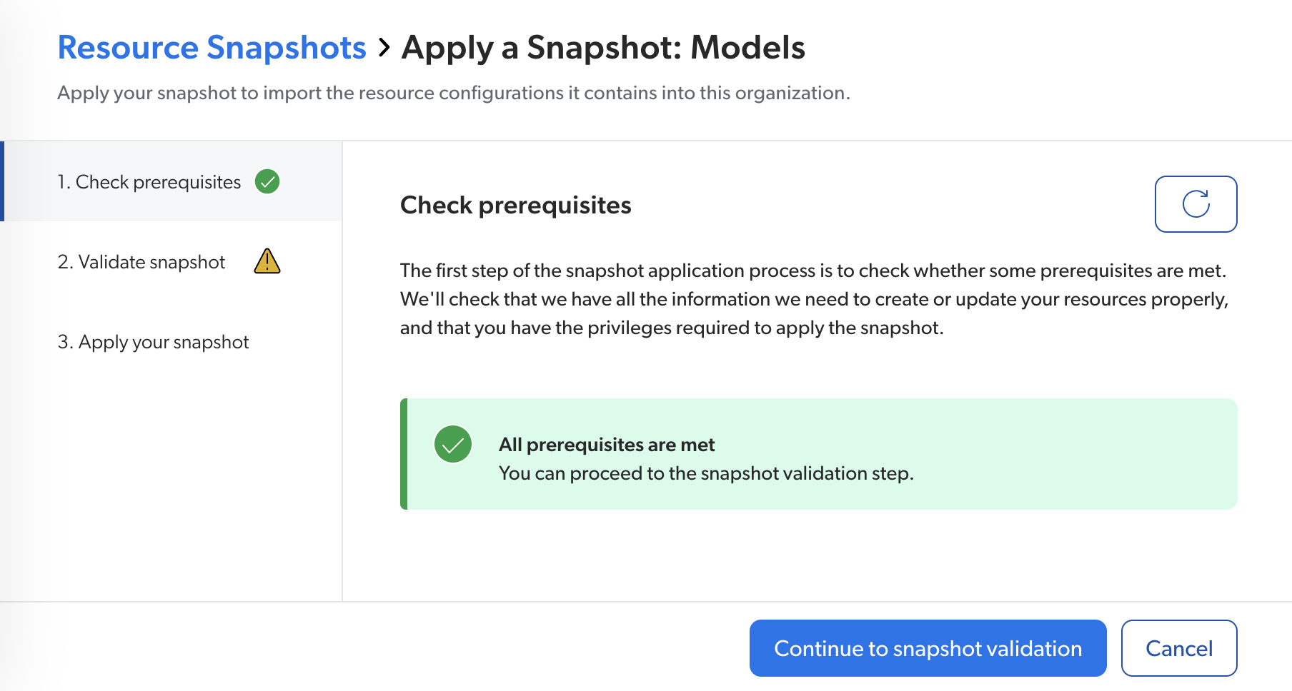 Apply Snapshot Step 1