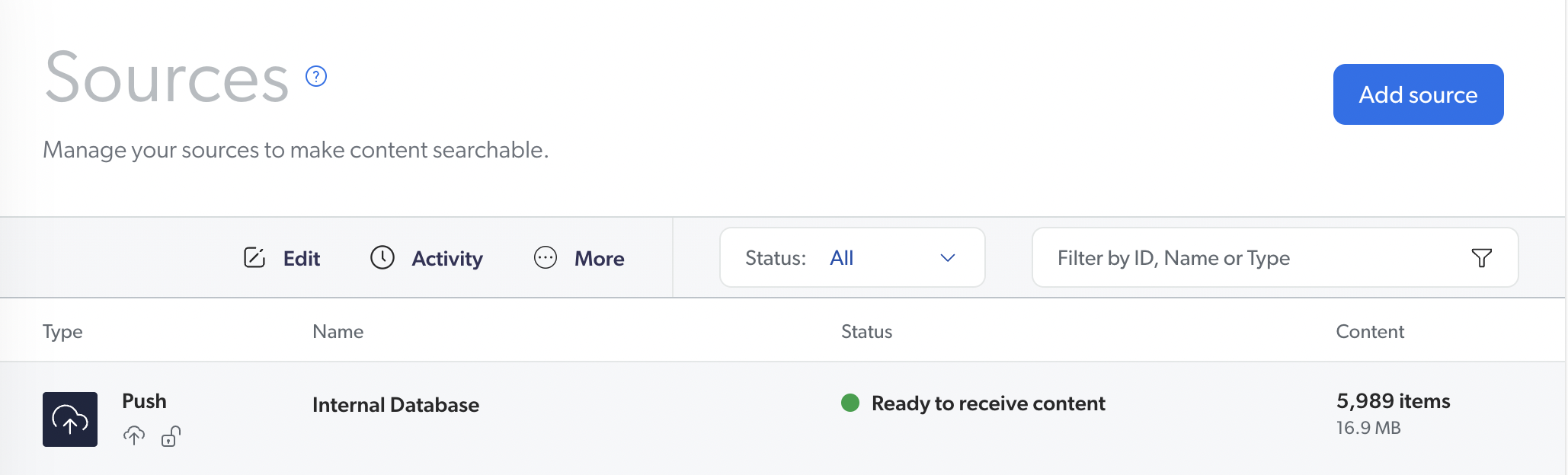 Activity Button in the Action bar | Coveo