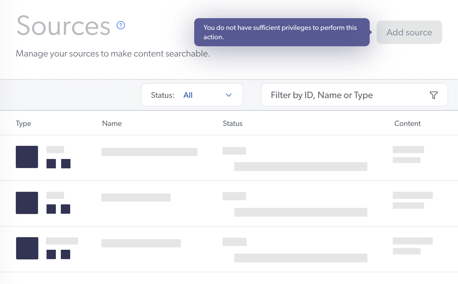 Resulting Administration Console Sources page | Coveo
