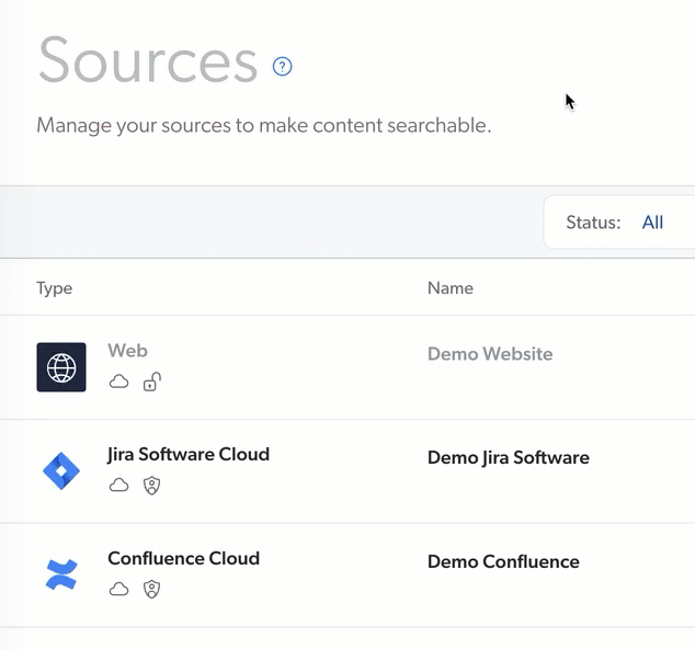 The buttons in the Action bar change when selecting different sources | Coveo