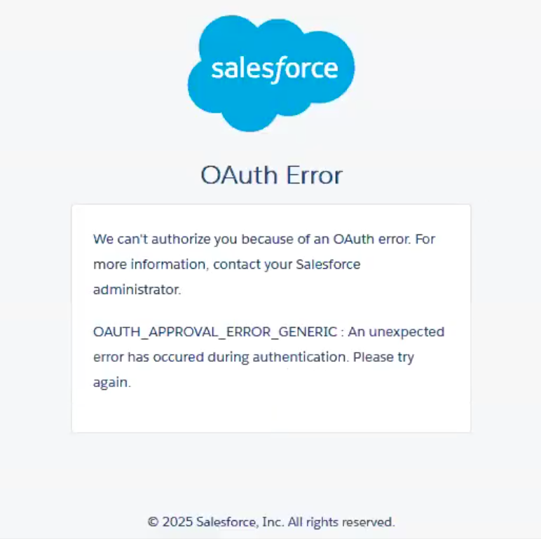OAuth error | Coveo for Salesforce