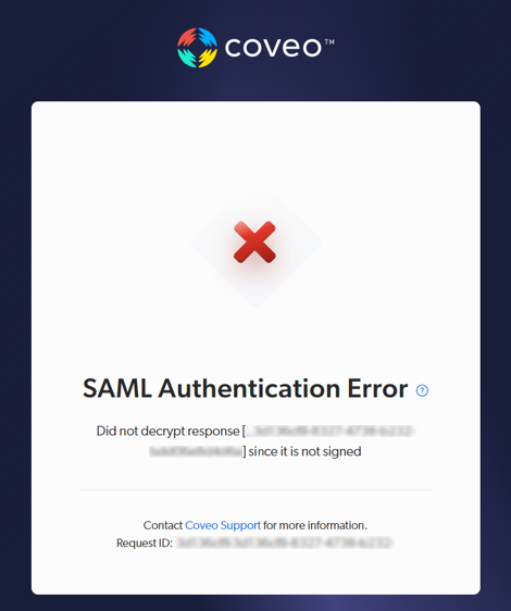SSO authentication error | Coveo