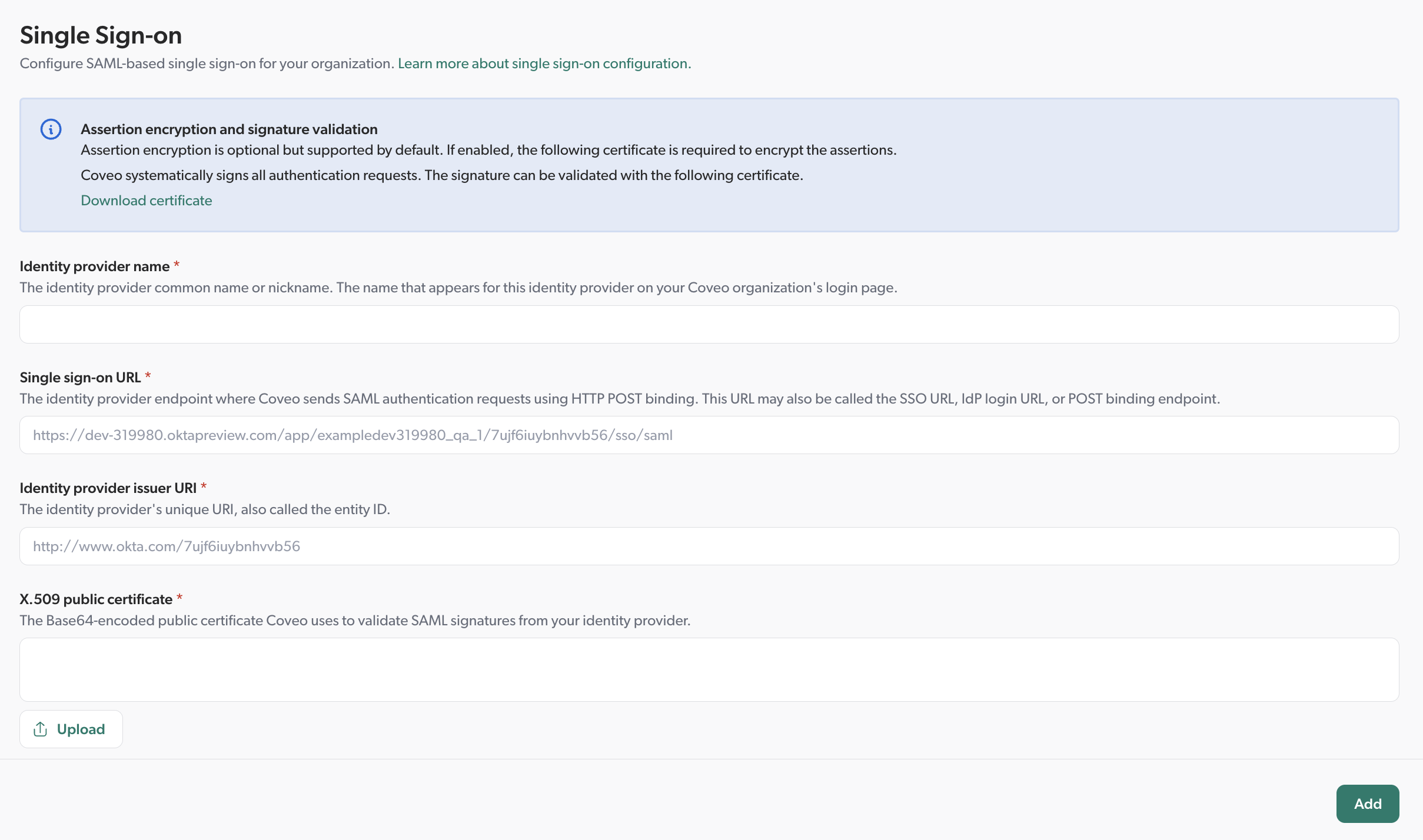 What’s new in Coveo - Enhanced single sign-on panel